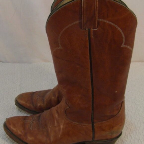 MENS TONY LAMA EL PASO AUTHENTIC LIGHT BROWN LEATHER sz10D COWBOY BOOTS NM 33024 - Picture 3 of 12